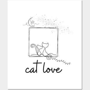 Two cute cats in square frame Posters and Art